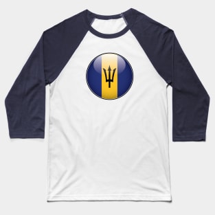 Barbados National Flag Glossy Button Baseball T-Shirt